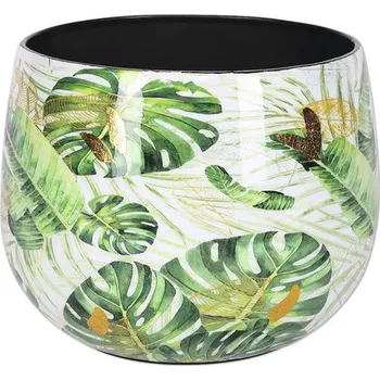 Květináč Obal na květináč kovový Monstera Ø 20 x 16 cm
