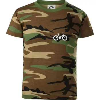 Chlapecké tričko Obrázek kola na prsu městské kolo - Dětské maskáčové triko - 146 cm/10 let ( Hnědý maskáč )