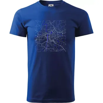 Praha - Mapa s vodními toky - Triko extra velké (5-8XL) - 8XL ( Královská modrá )