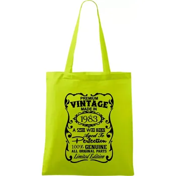 Vintage Etiketa - 1983 - Taška bavlněná - 42 x 38 cm ( Limetková )
