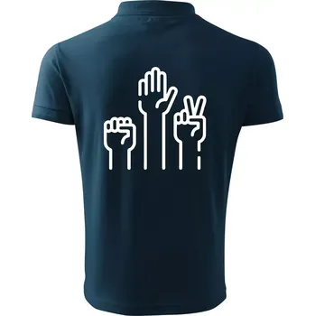 Pánská košile Kamen nůžky papír ikony - Polokošile pánská Pique Polo 203 - XL ( Námořní modrá (velmi tmavá - téměř černá) )