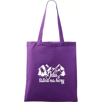 Jdu s tátou na hory - Taška bavlněná - 42 x 38 cm ( Fialová )