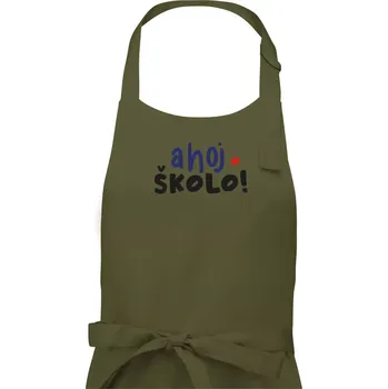 Kuchyňská zástěra Ahoj školo barevné - Pánská zástěra na vaření - Univerzální velikost ( Khaki )