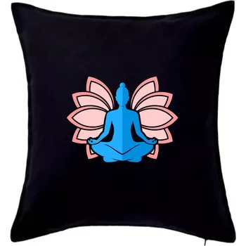 Polštář Lilie a budha - Polštář 50x50 - 50x50 - Pouze potah ( Černá )