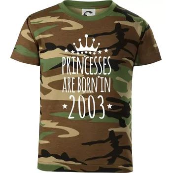 Chlapecké oblečení Princesses are born in 2003 - Dětské maskáčové triko - 122 cm/6 let ( Hnědý maskáč )