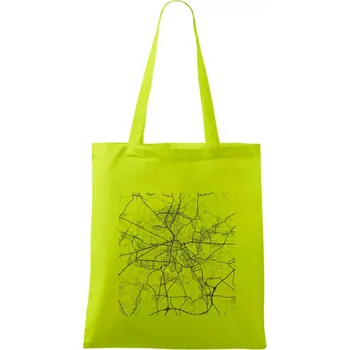 Nákupní taška Mapy měst černobílé Plzeň - Taška bavlněná - 42 x 38 cm ( Limetková )