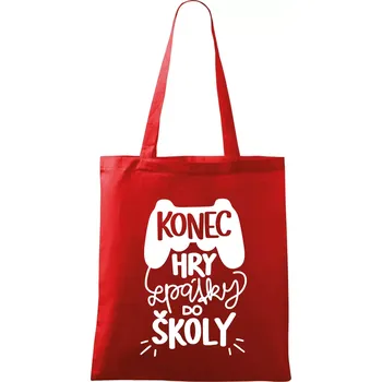 Nákupní taška Konec hry, zpátky do školy - Taška bavlněná - 42 x 38 cm ( Červená )