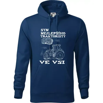 Pánská mikina Syn nejlepšího traktoristy ve vsi - Mikina pánská Cape s kapucí - 4XL ( Půlnoční modrá )