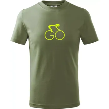 Chlapecké tričko GO - Fluo cyklista malý - Tričko dětské bavlněné - 134 cm/8 let ( Khaki )