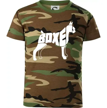 Boxer nápis v těle - Dětské maskáčové triko - 146 cm/10 let ( Hnědý maskáč )