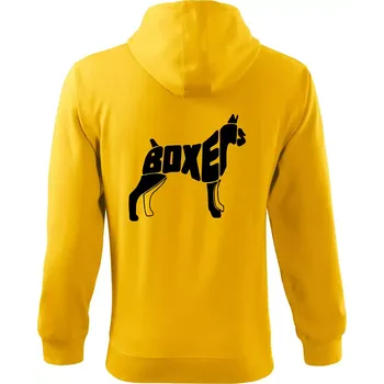 Pánská mikina Boxer nápis v těle - Mikina s kapucí na zip trendy zipper - L ( Žlutá )