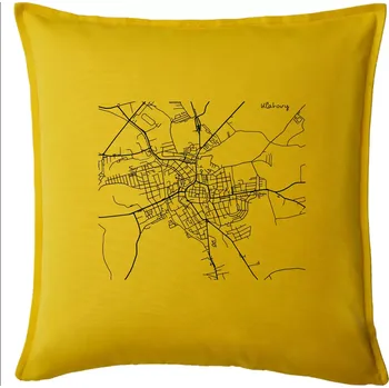 Polštář Mapy měst černobílé Klatovy - Polštář 50x50 - 50x50 - Pouze potah ( Žlutá )