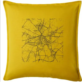 Polštář Mapy měst černobílé Plzeň - Polštář 50x50 - 50x50 - Pouze potah ( Žlutá )