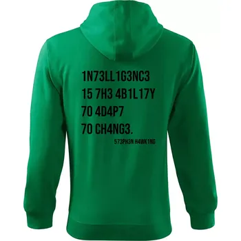 Pánská mikina Test inteligence - Stephen Hawking - Mikina s kapucí na zip trendy zipper - 2XL ( Středně zelená )