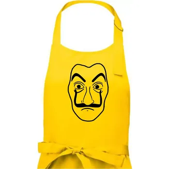 Kuchyňská zástěra Maska do tiskárny peněz - Pánská zástěra na vaření - Univerzální velikost ( Žlutá )