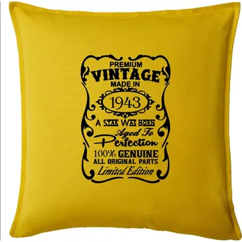 Polštář Vintage Etiketa - 1943 - Polštář 50x50 - 50x50 - Pouze potah ( Žlutá )