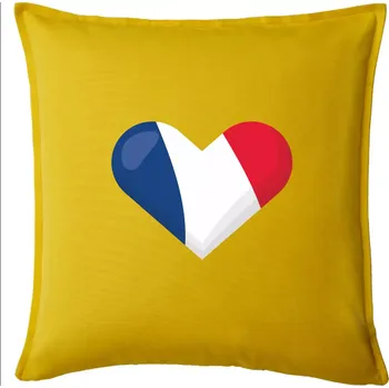 Polštář Francouzská vlajka srdce - Polštář 50x50 - 50x50 - Pouze potah ( Žlutá )
