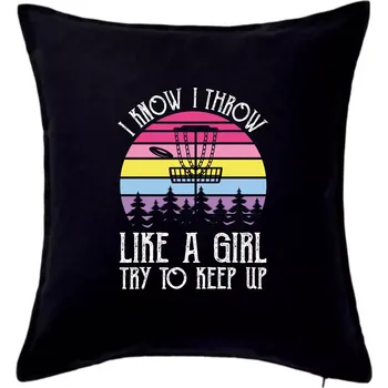 Polštář Disc golf i know i throw - Polštář 50x50 - 50x50 - Pouze potah ( Černá )