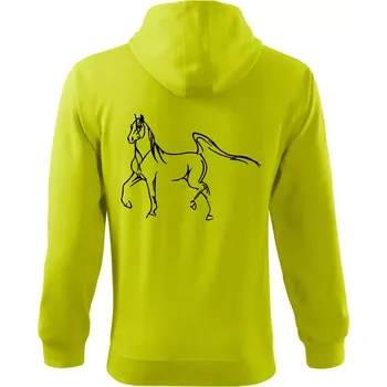 Pánská mikina Kůň silueta - Mikina s kapucí na zip trendy zipper - 3XL ( Limetková )