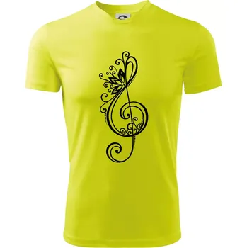 Chlapecké tričko Houslový klíč kytky - Dětské triko sportovní (dresovina) - 158 cm/12 let ( Neonově žlutá )