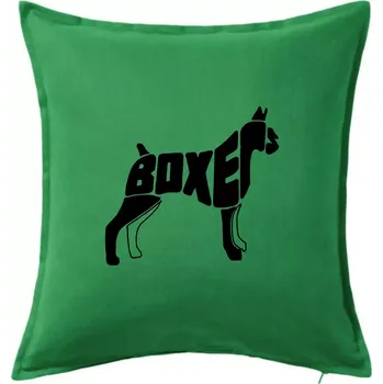 Polštář Boxer nápis v těle - Polštář 50x50 - 50x50 - Pouze potah ( Středně zelená )
