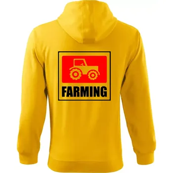 Pánská mikina Farming traktor logo - Mikina s kapucí na zip trendy zipper - 2XL ( Žlutá )