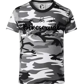 Chlapecké tričko Bikesexuál - Dětské maskáčové triko - 146 cm/10 let ( Šedý maskáč )