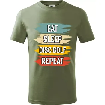 Chlapecké oblečení Disc Golf eat sleep barevné - Tričko dětské bavlněné - 104-110cm / 3-4 roky ( Khaki )