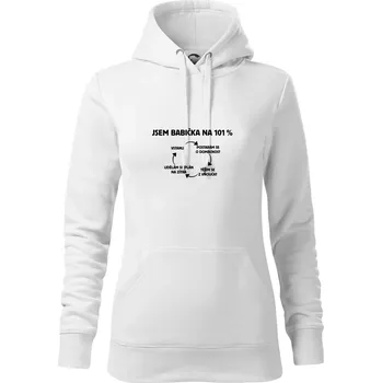 Dámská mikina Jsem babička na 101 procent - Mikina dámská Cape s kapucí - 2XL ( Bílá )