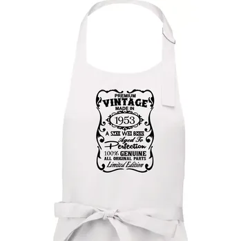 Kuchyňská zástěra Vintage Etiketa - 1953 - Dámská zástěra na vaření - Univerzální velikost ( Bílá )