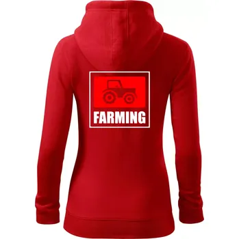 Dámská mikina Farming traktor logo - Dámská mikina trendy zipper s kapucí - S ( Červená )