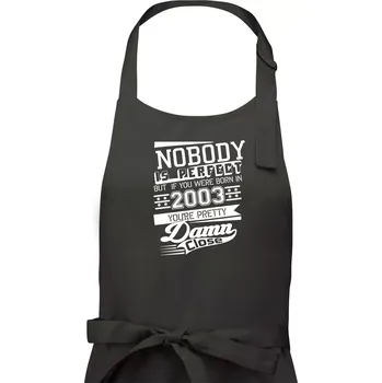 Kuchyňská zástěra Nobody is perfect - 2003 - Dámská zástěra na vaření - Univerzální velikost ( Tmavá břidlice (šedá se zeleným nádechem) )