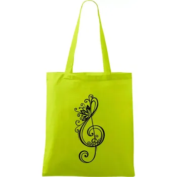 Nákupní taška Houslový klíč kytky - Taška bavlněná - 42 x 38 cm ( Limetková )