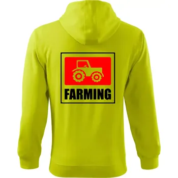 Pánská mikina Farming traktor logo - Mikina s kapucí na zip trendy zipper - M ( Limetková )