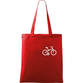 Nákupní taška Obrázek kola na prsu ebike - Taška bavlněná - 42 x 38 cm ( Červená )