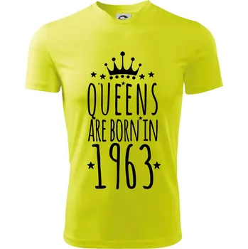 Queens are born in 1963 - Dětské triko sportovní (dresovina) - 158 cm/12 let ( Neonově žlutá )