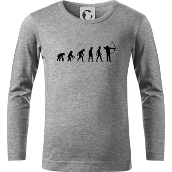 Chlapecké tričko Evoluce lukostřelba - Triko dětské Long Sleeve - 122 cm/6 let ( Tmavě šedý melír )