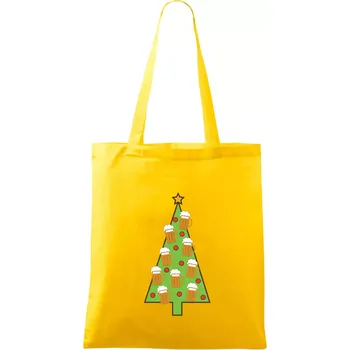 Nákupní taška Nic více nepotřebuji - stromeček a pivo (Pecka design) - Taška bavlněná - 42 x 38 cm ( Žlutá )