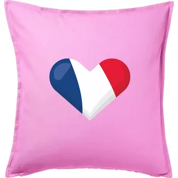 Polštář Francouzská vlajka srdce - Polštář 50x50 - 50x50 - Pouze potah ( Růžová )