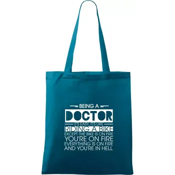 Being a doctor - bike - Taška bavlněná - 42 x 38 cm ( Petrolejová )