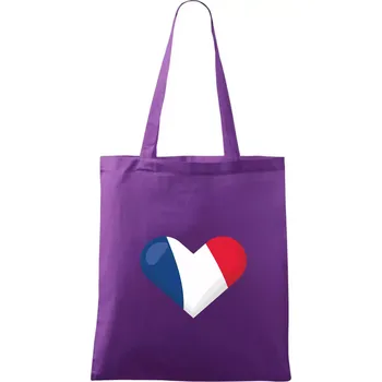 Francouzská vlajka srdce - Taška bavlněná - 42 x 38 cm ( Fialová )