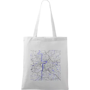 Praha - Mapa s vodními toky - Taška bavlněná - 42 x 38 cm ( Bílá )