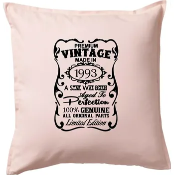 Polštář Vintage Etiketa - 1993 - Polštář 50x50 - 50x50 - Pouze potah ( Světle růžová )