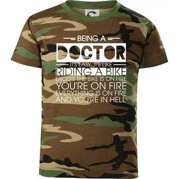 Chlapecké tričko Being a doctor - bike - Dětské maskáčové triko - 122 cm/6 let ( Hnědý maskáč )