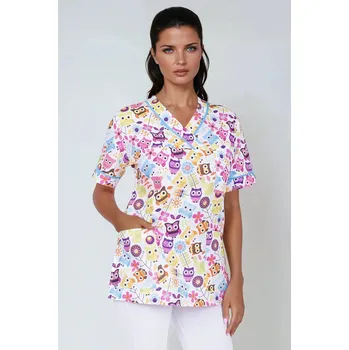 Zdravotnický oděv 2P SERVIS Halena Julia-B sovičky Potisk/Tyrkys L