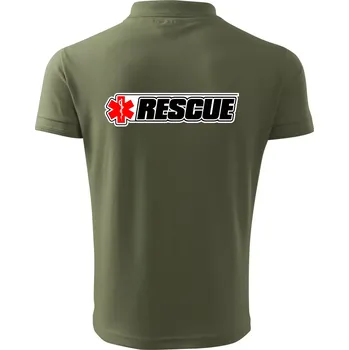 Pánská košile Záchranář rescue kříž červený - Polokošile pánská Pique Polo 203 - 5XL ( Khaki )