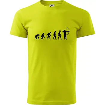 Pánské tričko Evoluce lukostřelba - Klasické pánské triko vyšší gramáže - S ( Limetková )