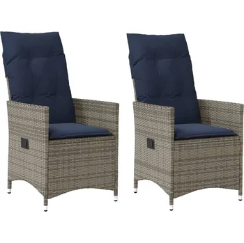 OMAXI Polohovací zahradní židle 2 ks s polštáři šedé polyratan 313071