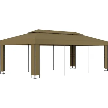 Pergola OMAXI Altán s dvojitou střechou 3 x 6 m taupe 180 g/m² 106396