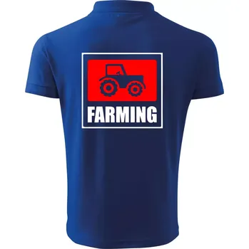 Pánská košile Farming traktor logo - Polokošile pánská Pique Polo 203 - 4XL ( Královská modrá )